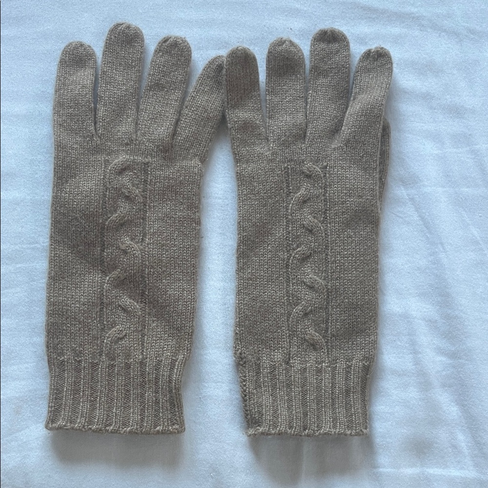 Ted Envelope  100% Cashmere Cozy Knit Gloves in Beige Size OS